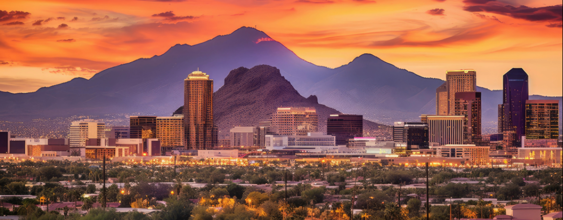 Arizona city landscape with mountain in the back